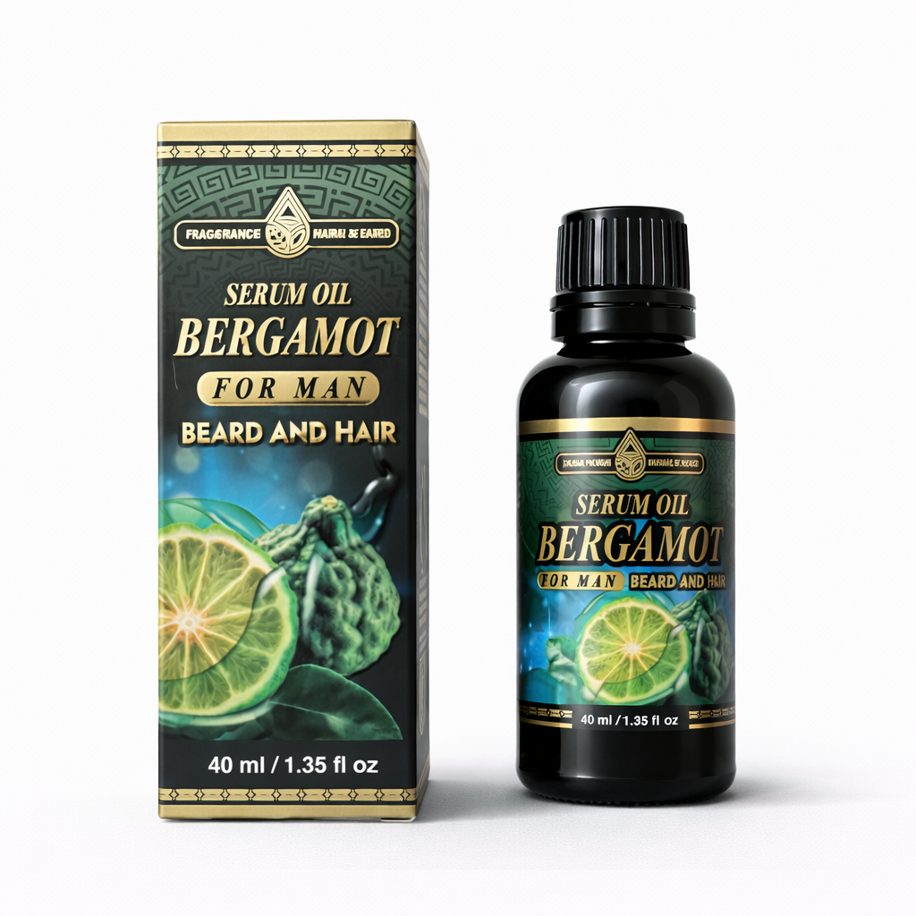 Bergamot Hair Serum Oil for Men 40ml (1.35 fl oz) | Lightweight Hair & Scalp Oil for Daily Nourishment, Shine, Frizz Control & Softer Looking Hair