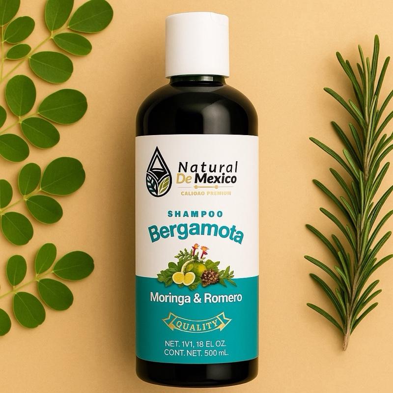 Bergamota, Moringa & Romero Botanical Shampoo 1 Liter Natural Hair & Scalp Cleanser with Herbal Formula for Daily Care