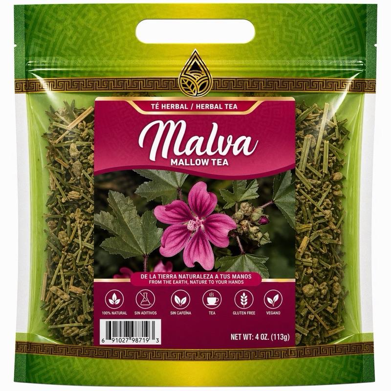 Malva (Mallow) Herbal Tea | Premium Dried Mallow Leaves | Caffeine-Free Loose Leaf Herbal Tea | Natural Botanical Infusion | 4 oz (113g)