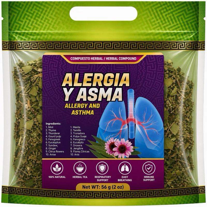 Allergy & Asthma Herbal Tea Loose Leaf 2 oz – Caffeine-Free Herbal Infusion for Respiratory Wellness, Traditional Botanical Tea Blend