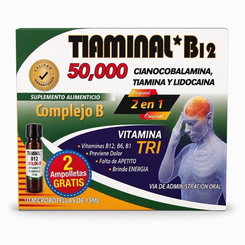 TIAMINAL B12 50,000 Liquid Vitamin B12 & B6 Supplement | 10 x 15ml
