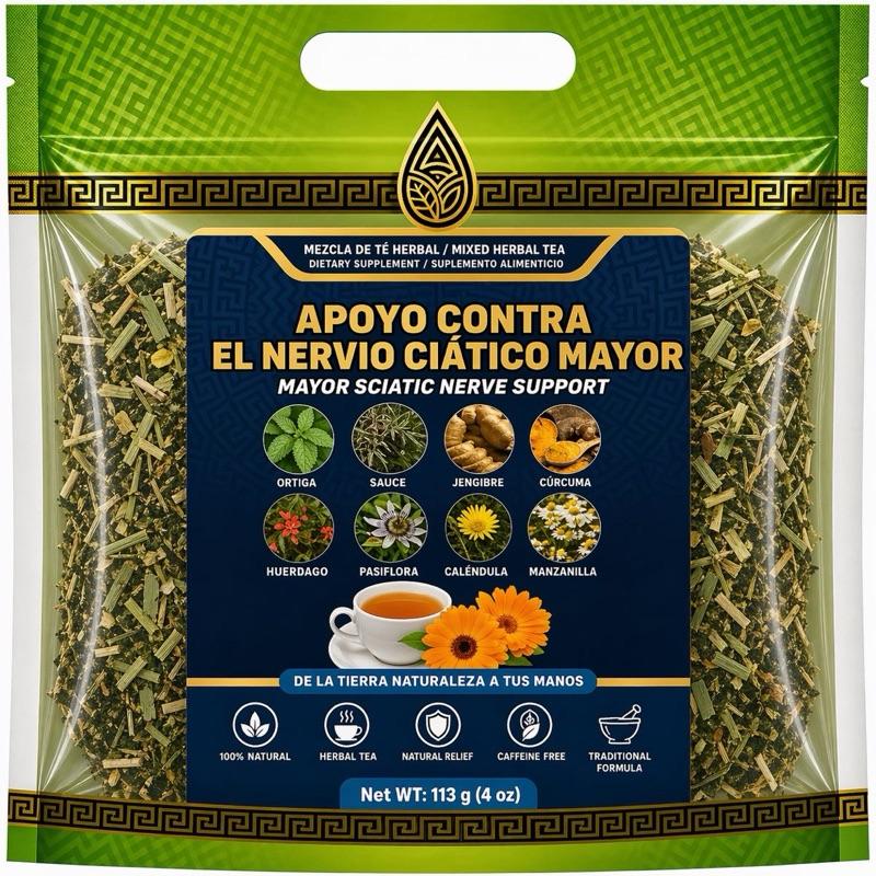 Sciatic Nerve Support Herbal Tea Loose Leaf Blend 4 oz – Caffeine-Free Botanical Wellness Infusion, Traditional Herbal Tea in Resealable Pouch