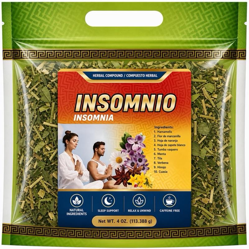 Insomnia Relief Herbal Tea Blend for Relaxation & Restful Sleep Support – Caffeine-Free Nighttime Herbal Infusion with Calming Botanicals, 4oz