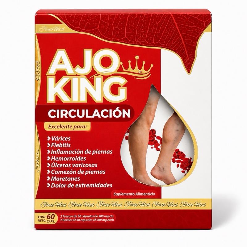 Ajo King Circulation Support Herbal Supplement – Garlic Formula – 60 Capsules