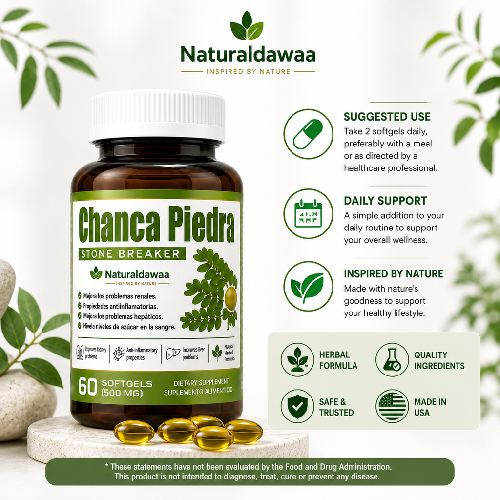 Chanca Piedra Stone Breaker Herbal Dietary Supplement, Traditional Botanical Wellness Formula, 60 Softgels, 500 mg Each