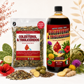 Combo Offer! Colesterol & Triglicéridos Herbal Tea and Tonic Combo – 10-Botanical Blend with Nopal, Hibiscus, Olive and Ginger, 4 oz Tea + 1 Liter Tonic