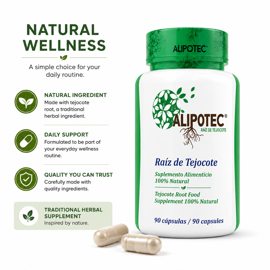 Alipotec Tejocote Root Dietary Supplement, 100% Natural Botanical Formula, Daily Wellness Support, 90 Capsules