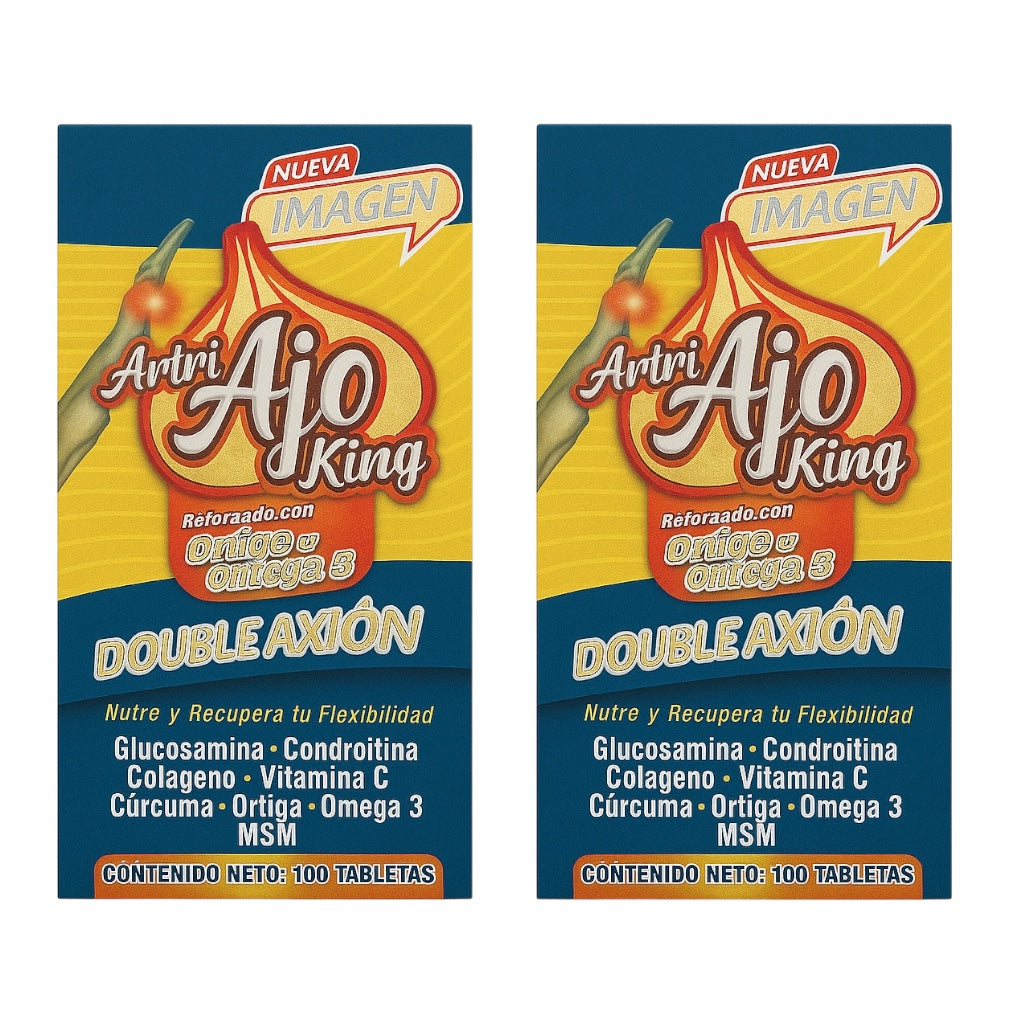 Artri Ajo KING Reforzado Joint Support Dietary Supplement – Glucosamine, Omega-3, Nettle, Turmeric, Collagen & Vitamin C – 100 Tablets