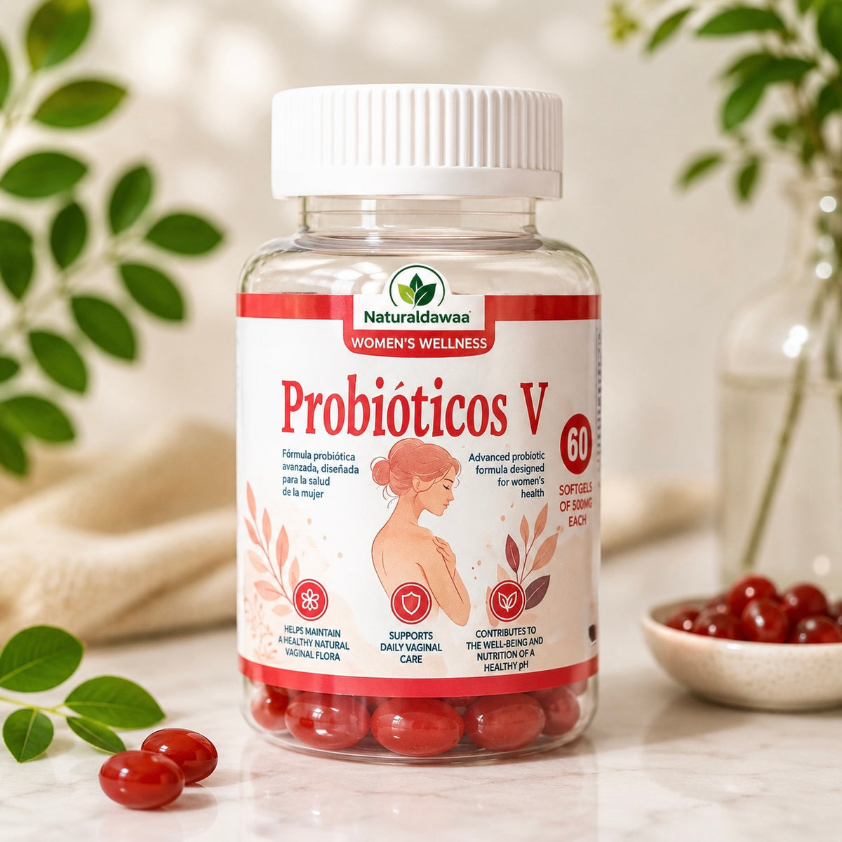Women’s Probiotic Supplement, Daily Feminine Wellness and Intimate Flora Support, 60 Softgels, 500 mg Each