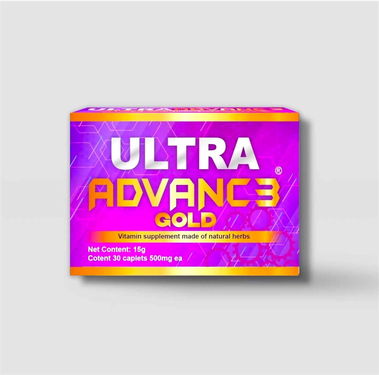 Ultra Advance 3 Gold Herbal Mix Reinforced Formula, 30 Capsules, 500mg Dietary Supplement with Turmeric