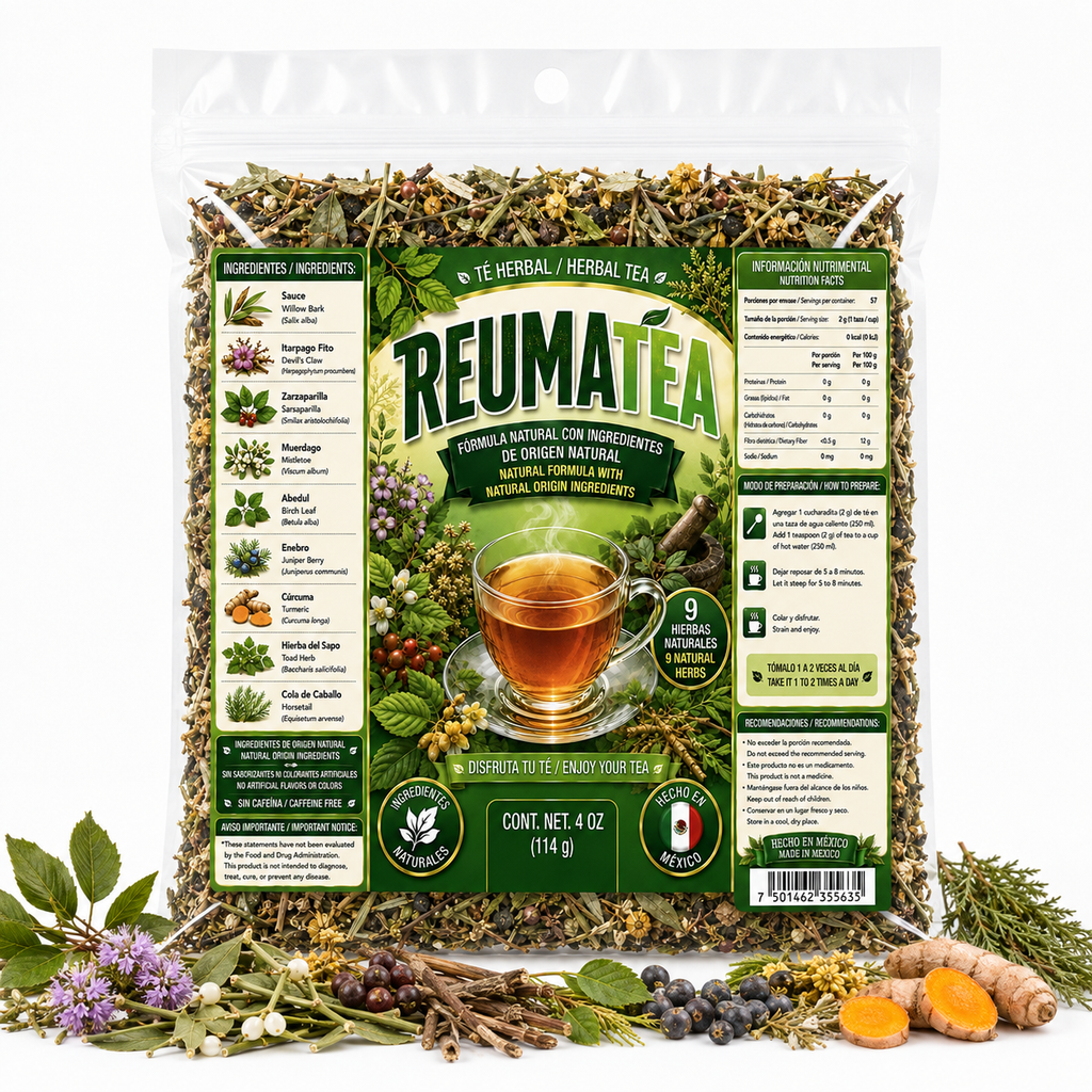 ReumaTea Herbal Tea – Caffeine-Free 9-Herb Loose-Leaf Blend with Willow Bark, Devil’s Claw, Sarsaparilla, Turmeric, Juniper Berry & Horsetail, 4 oz