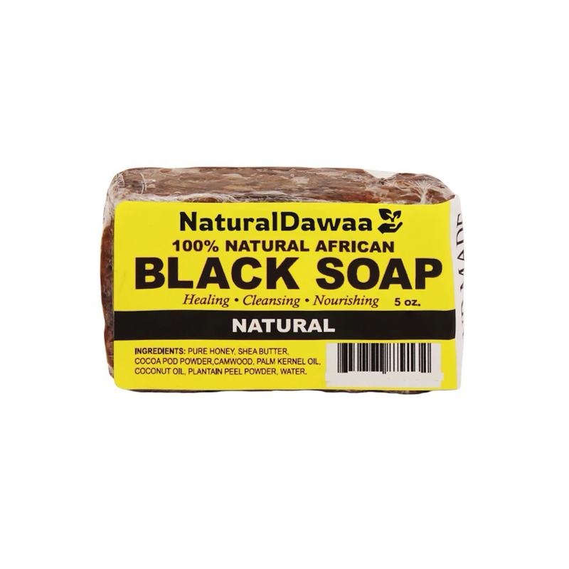 NaturalDawaa Premium Handmade African Black Soap with Shea Butter & Honey – 5 oz