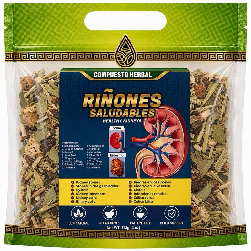 Healthy Kidneys Herbal Tea Blend 4 oz (113g) – Riñones Saludables Botanical Herbal Infusion, Caffeine-Free Wellness Tea, No Additives