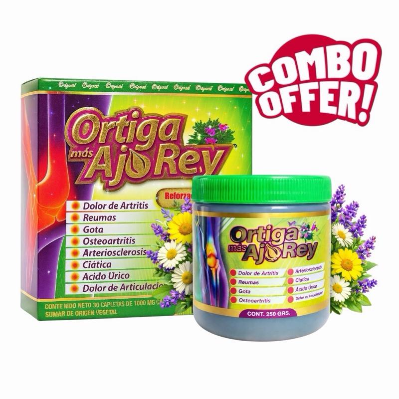 VIRAL Combo Pack Ortiga Más Ajo Rey Omega 3 Fortified Dietary Supplement, 125g, Garlic Formula for Daily Wellness