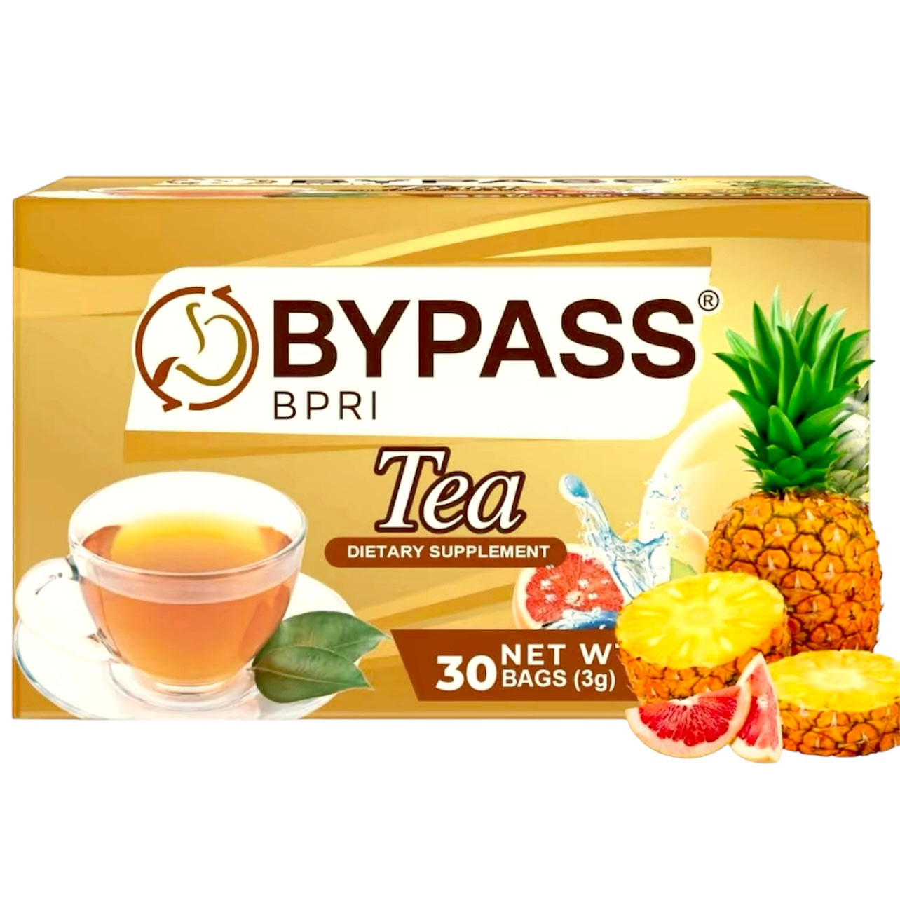 Bypass Bpri Herbal Tea with Lotus Flower, Nopal Cactus, Green Coffee, Pineapple & Grapefruit – 30 Tea Bags, Net Wt. 3.2 oz, Herbal Tea from Mexico