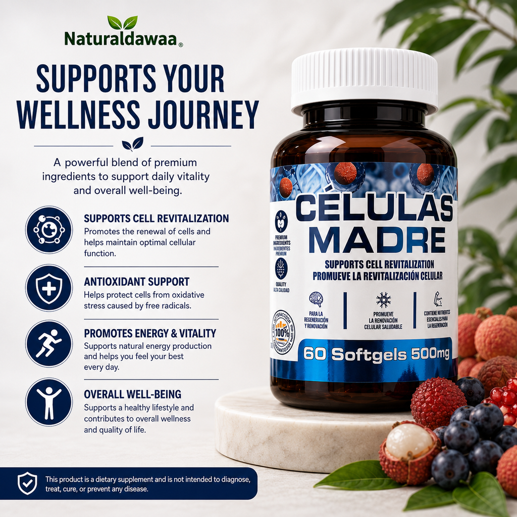 Células Madre Dietary Supplement, Premium Daily Wellness Softgel Formula, 60 Softgels, 500 mg Each