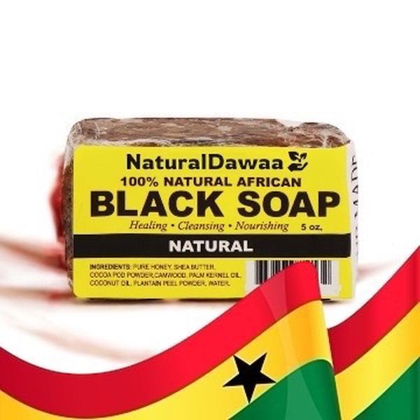 NaturalDawaa Handmade Raw African Black Soap – 5 oz | 100% Natural with Shea Butter & Honey