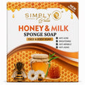Simply Honey & Milk Sponge Soap for Face & Body – Gentle Cleansing Bar with Honey & Milk Extracts, 100g