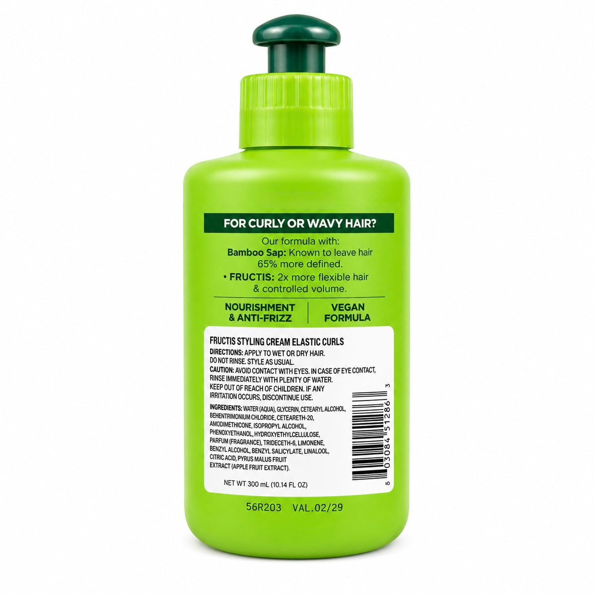 Garnier Fructis Elastic Curls Leave-In Styling Cream for Curly & Wavy Hair, Anti-Frizz,