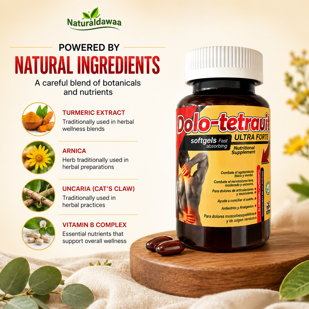 Dolo-Tetrauif Ultra Forte Nutritional Supplement – Fast-Absorbing, Easy-to-Swallow Formula, 30 Softgels