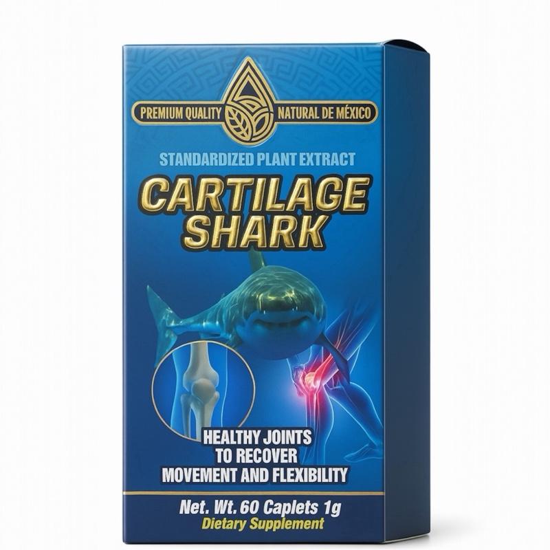 Shark Cartilage (Cartílago de Tiburón) Premium Natural Supplement – 60 Caplets (1g Each) by Natural De Mexico