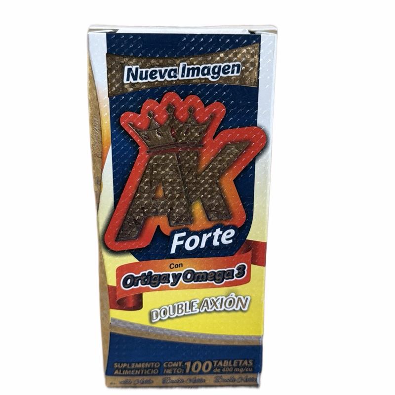 AK Forte Double Axion King Dietary Supplement – 100 Capsules (850mg Each) with Omega 3 & Nettle, Sugar Free