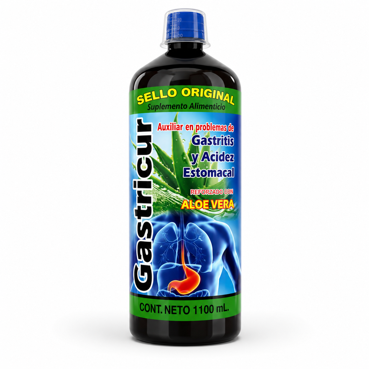 Gastricur Herbal Liquid Supplement with Aloe Vera, 1100 mL (37.2 fl oz), Traditional Botanical Blend, Liquid Dietary Supplement