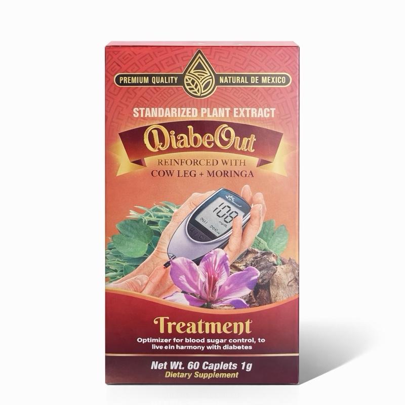 DiabeOut Herbal Blood Sugar Support Supplement with Standardized Plant Extract, Cow Leg & Moringa, Halal, 60 Caplets (1g Each)