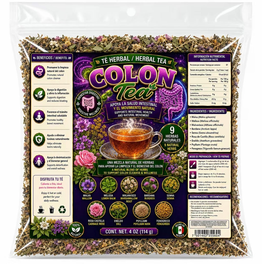 Colon Tea Herbal Tea – 9-Herb Loose-Leaf Blend with Mallow, Lemon Balm, Marshmallow Root, Burdock, Senna, Psyllium Husk & Fenugreek, 4 oz