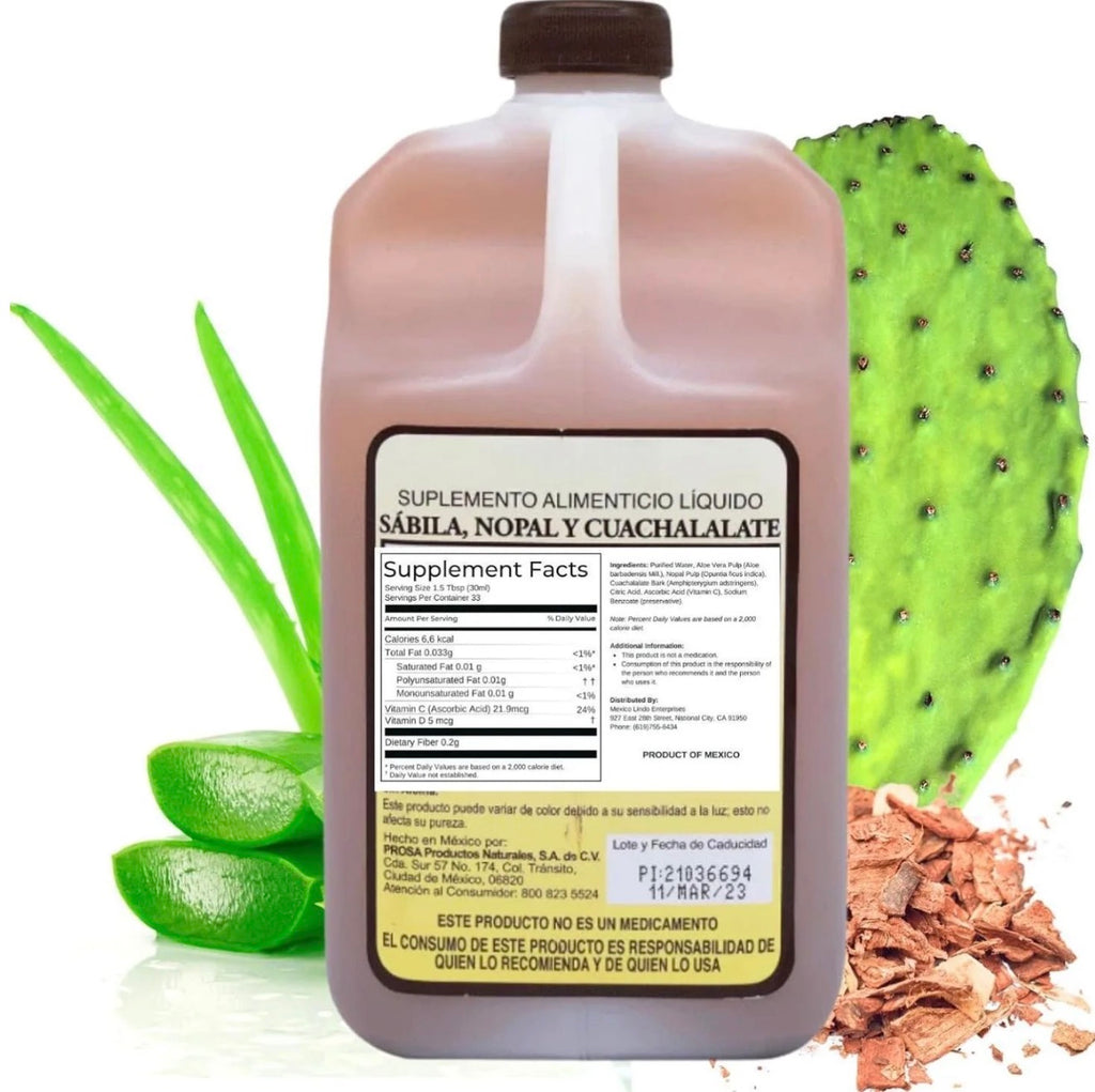 PROSA Aloe Vera, Nopal Cactus & Cuachalalate Herbal Supplement with Vitamin C – 33.8 fl oz (1 L)