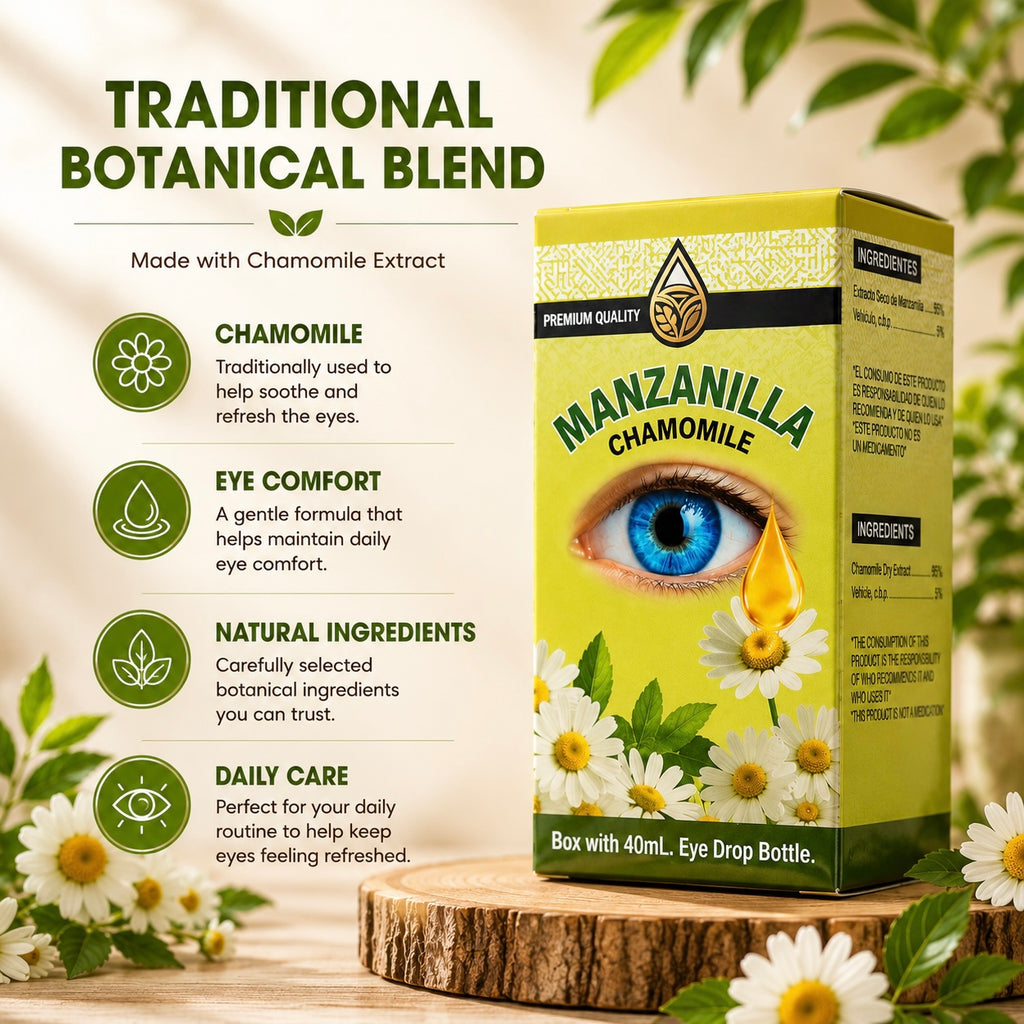 ￼ Manzanilla (Chamomile) Eye Drops, 40 mL Gentle Botanical Formula for Eye Care