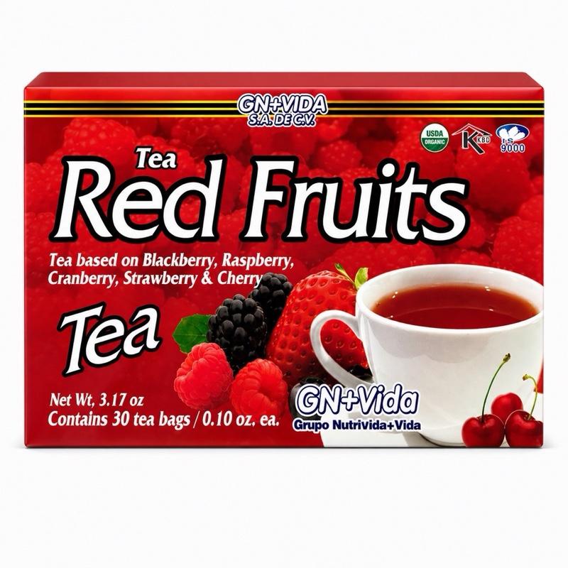Red Fruits Herbal Tea Bags – Mixed Berry Herbal Infusion with Blackberry, Raspberry, Cranberry, Strawberry & Cherry, 30 Count Tea Box