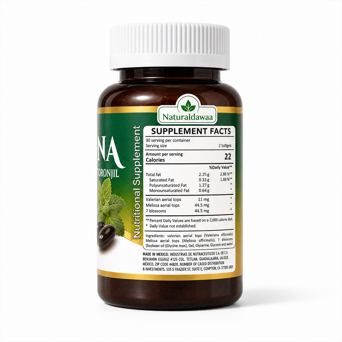 Valerian Root with Lemon Balm Supplement, Relaxation and Restful Sleep Support, Plant-Based Formula, 60 Softgels, 850 mg