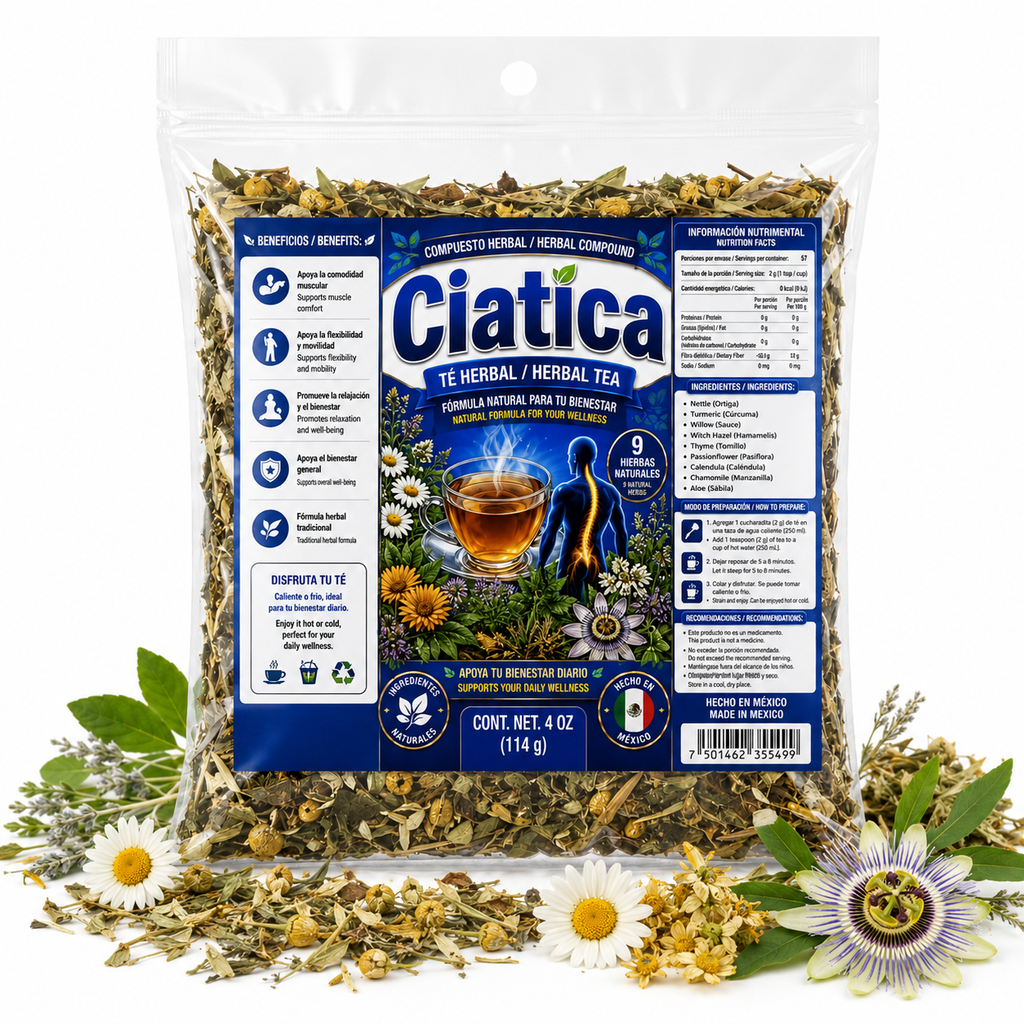 Ciatica Herbal Tea – Traditional 9-Herb Loose-Leaf Blend with Nettle, Turmeric, Willow, Witch Hazel, Passionflower, Calendula & Chamomile, 4 oz