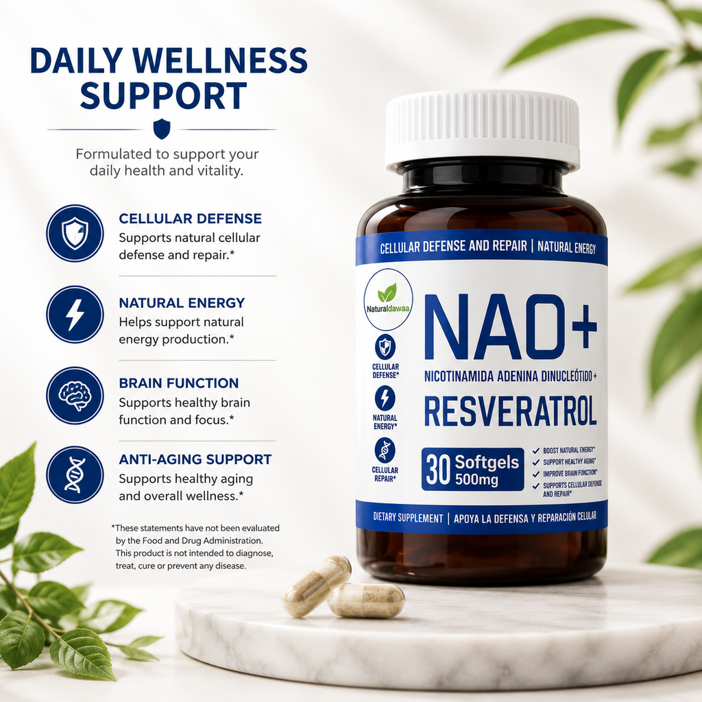 NAD+ with Resveratrol Dietary Supplement, Antioxidant and Cellular Wellness Support, 30 Softgels, 500 mg Each