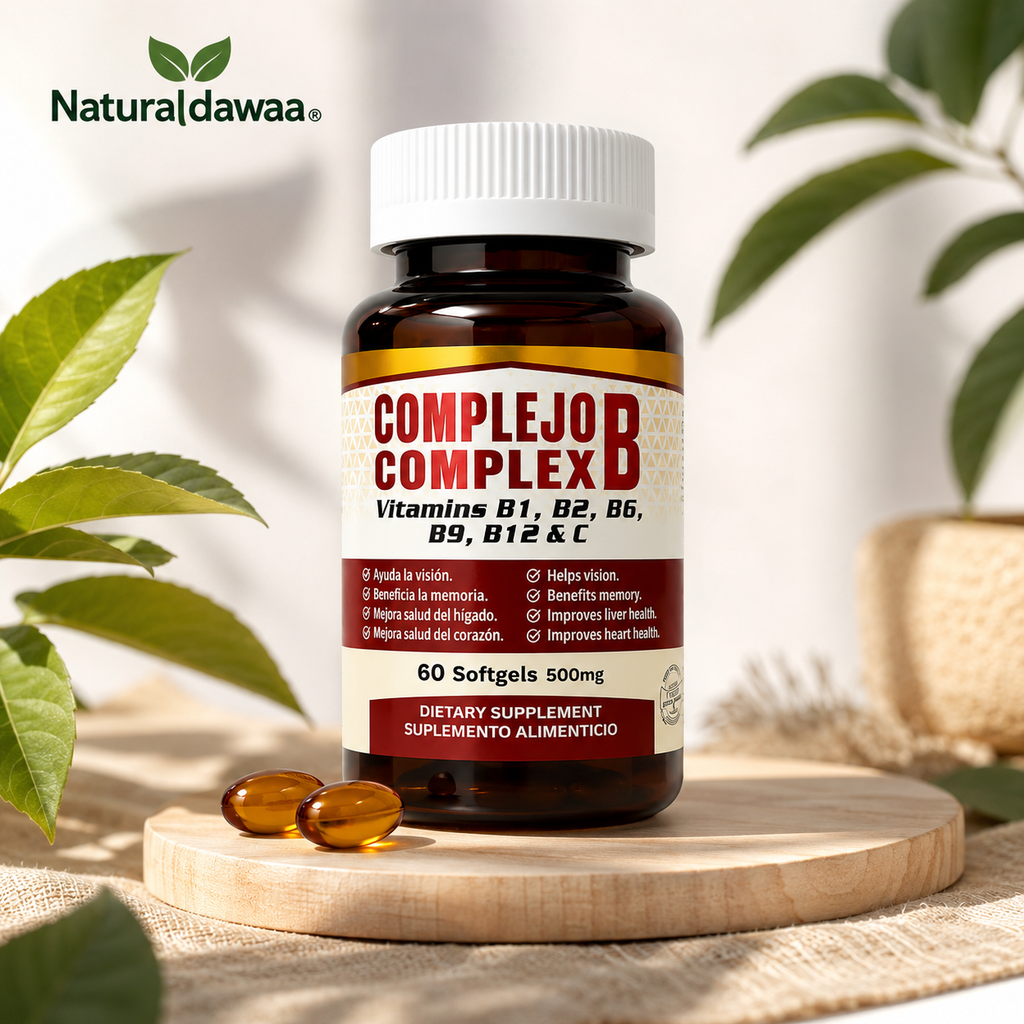 Vitamin B Complex with Vitamins B1, B2, B6, B9, B12 & Vitamin C – 60 Softgels, 500 mg