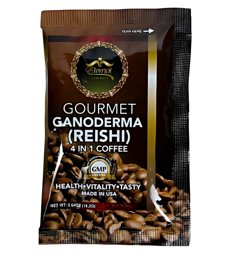 Eternal Gourmet Ganoderma Reishi 4-in-1 Instant Coffee Mix, Convenient Single-Serve Drink, 15 Sachets, 18.2 g Each, Net Wt. 273 g