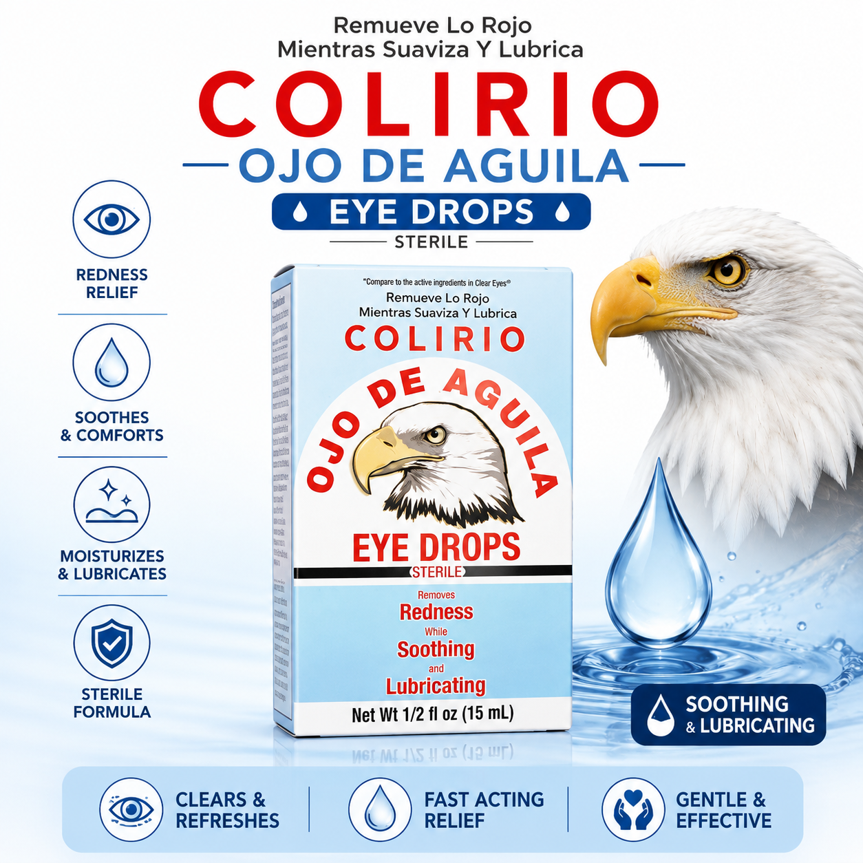 Ojo de Águila Herbal Eye Drops 15 mL | Eye Care Solution with Cranberry Extract | Precision Dropper Bottle