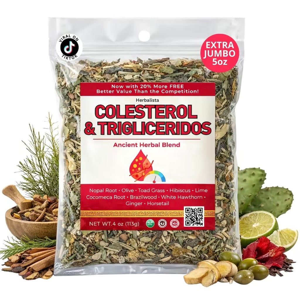 Herbalista Colesterol & Triglicéridos Ancient Herbal Blend – Nopal Root, Hibiscus, Ginger, Horsetail & More, Extra Jumbo 5 oz