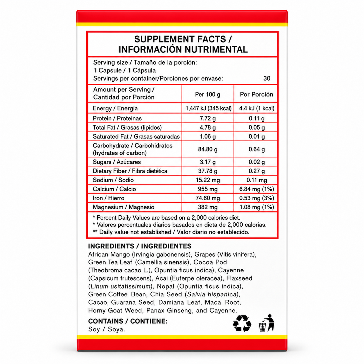 Mango Africano Reinforced Master Magic (Net. Wt. 30 Capsules of 500mg) Dietary Supplement