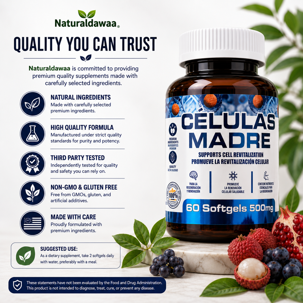 Células Madre Dietary Supplement, Premium Daily Wellness Softgel Formula, 60 Softgels, 500 mg Each