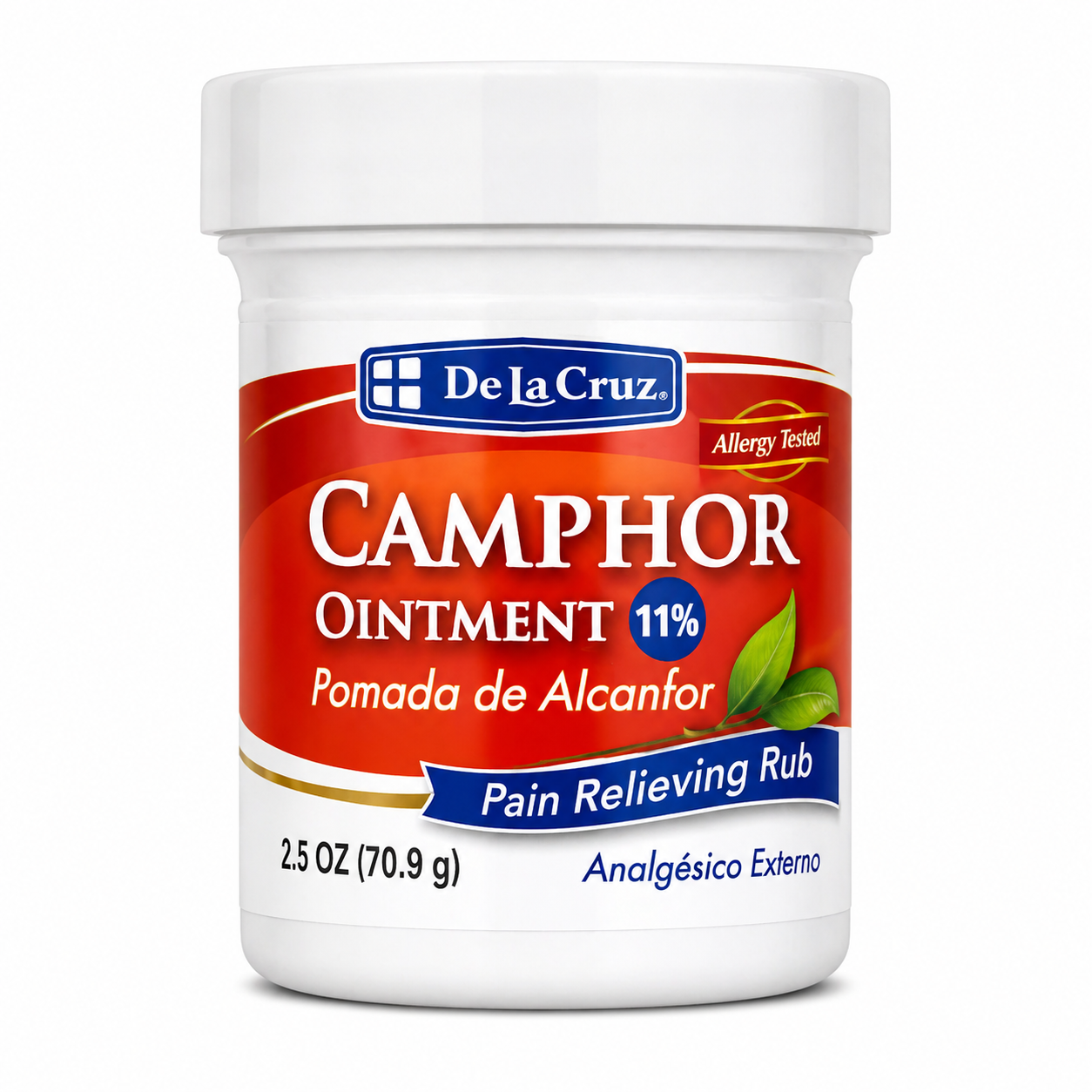 De La Cruz Camphor Ointment 11% 2.5 oz | Topical Camphor Rub for Temporary Relief of Minor Muscle & Joint Aches, Backaches & Itching | External Use Only