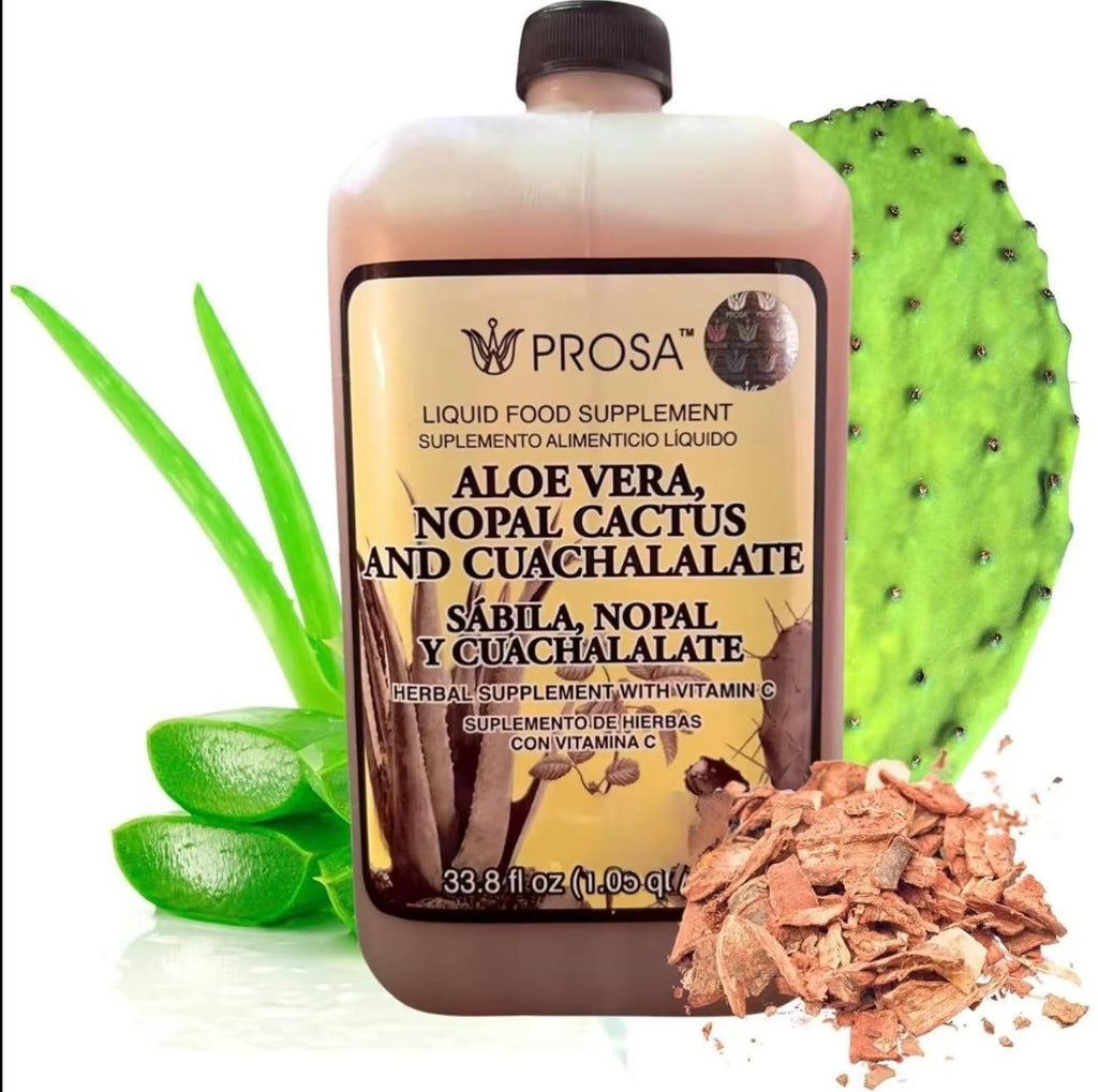 PROSA Aloe Vera, Nopal Cactus & Cuachalalate Herbal Supplement with Vitamin C – 33.8 fl oz (1 L)