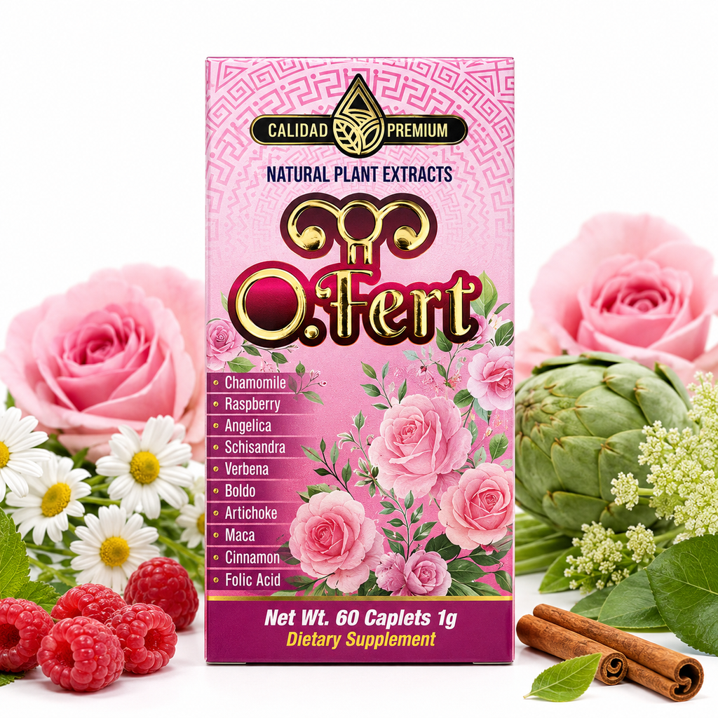 O.Fert Natural Plant Extract Dietary Supplement – 60 Caplets, 1 g – Chamomile, Raspberry, Angelica, Schisandra, Maca & Folic Acid