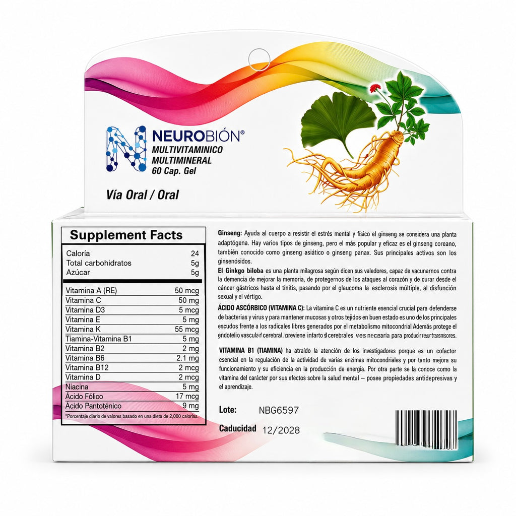 Neurobión Multivitamin Multimineral with Ginseng & Ginkgo Biloba Capsules - 60 capsules