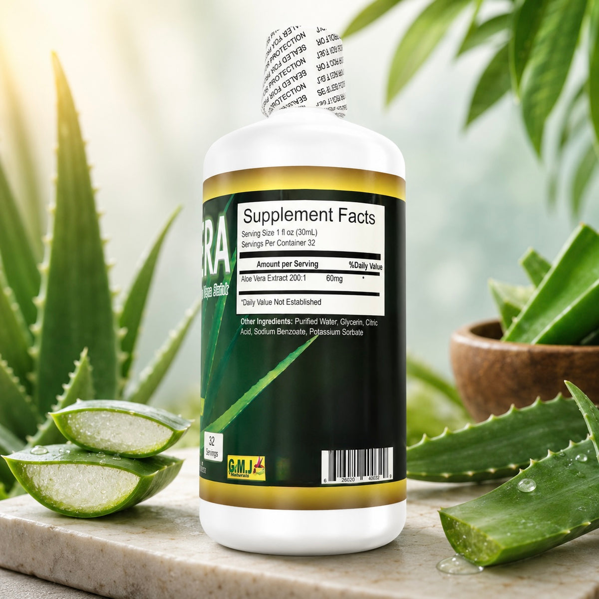 ￼ Pure Aloe Vera Gel Liquid Dietary Supplement | 32 fl oz | 100% Aloe Vera Extract | Daily Wellness Formula | Premium Quality