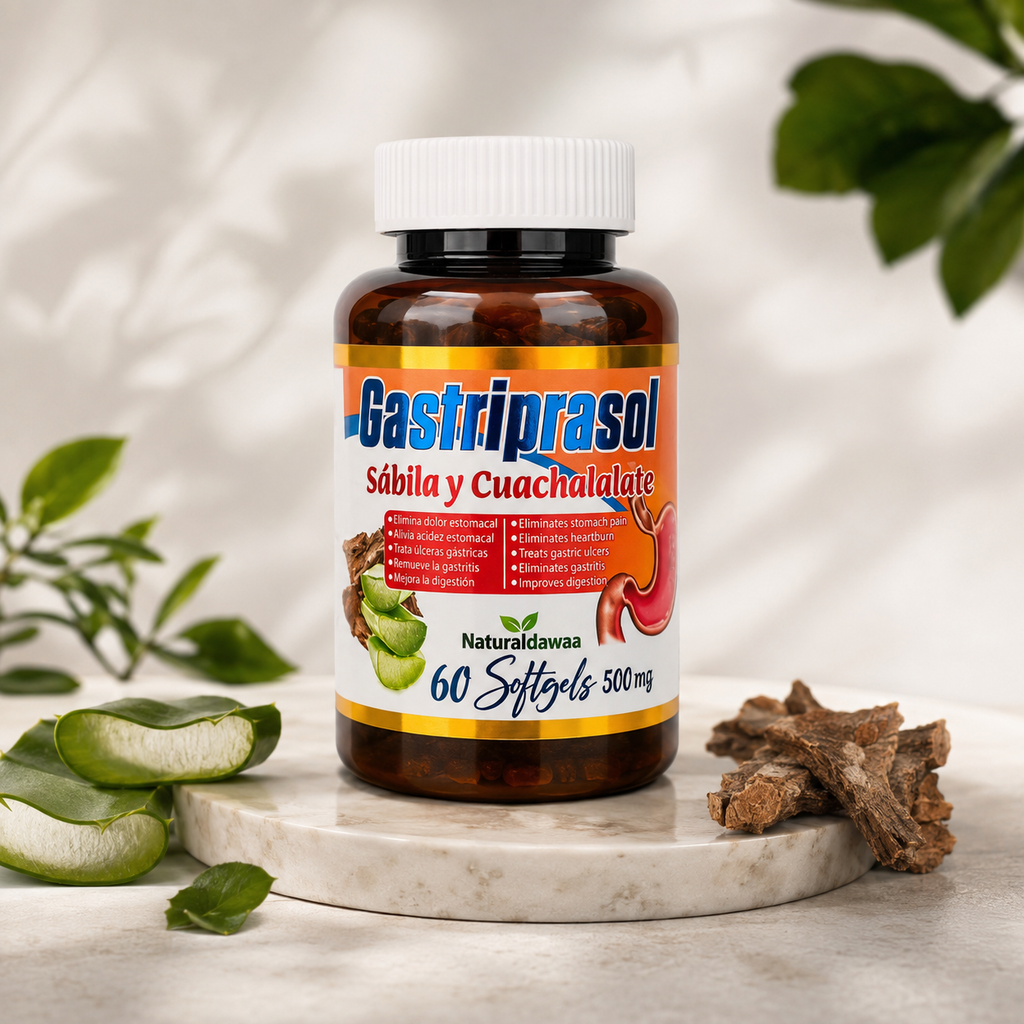 Gastropasol with Aloe Vera and Cuachalalate, Herbal Digestive Wellness Supplement, 60 Softgels, 500 mg Each