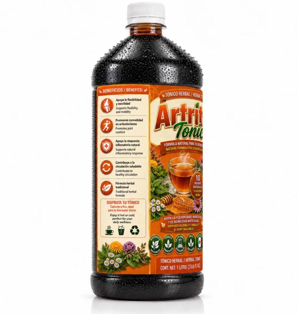 Artritis Tónico Herbal – Traditional Natural Wellness Formula with 10 Herbs, Made in Mexico, 1 Liter (33.8 fl oz)