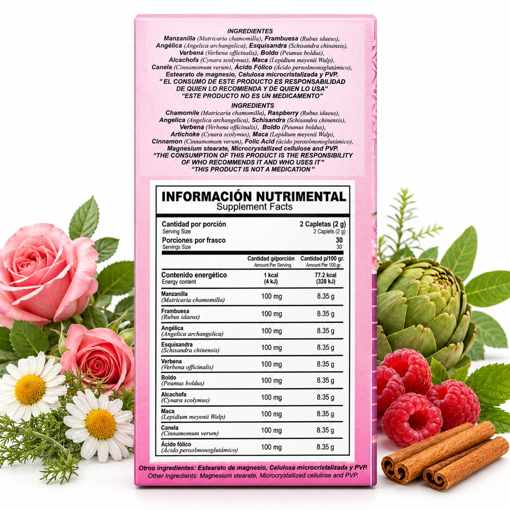 O.Fert Natural Plant Extract Dietary Supplement – 60 Caplets, 1 g – Chamomile, Raspberry, Angelica, Schisandra, Maca & Folic Acid