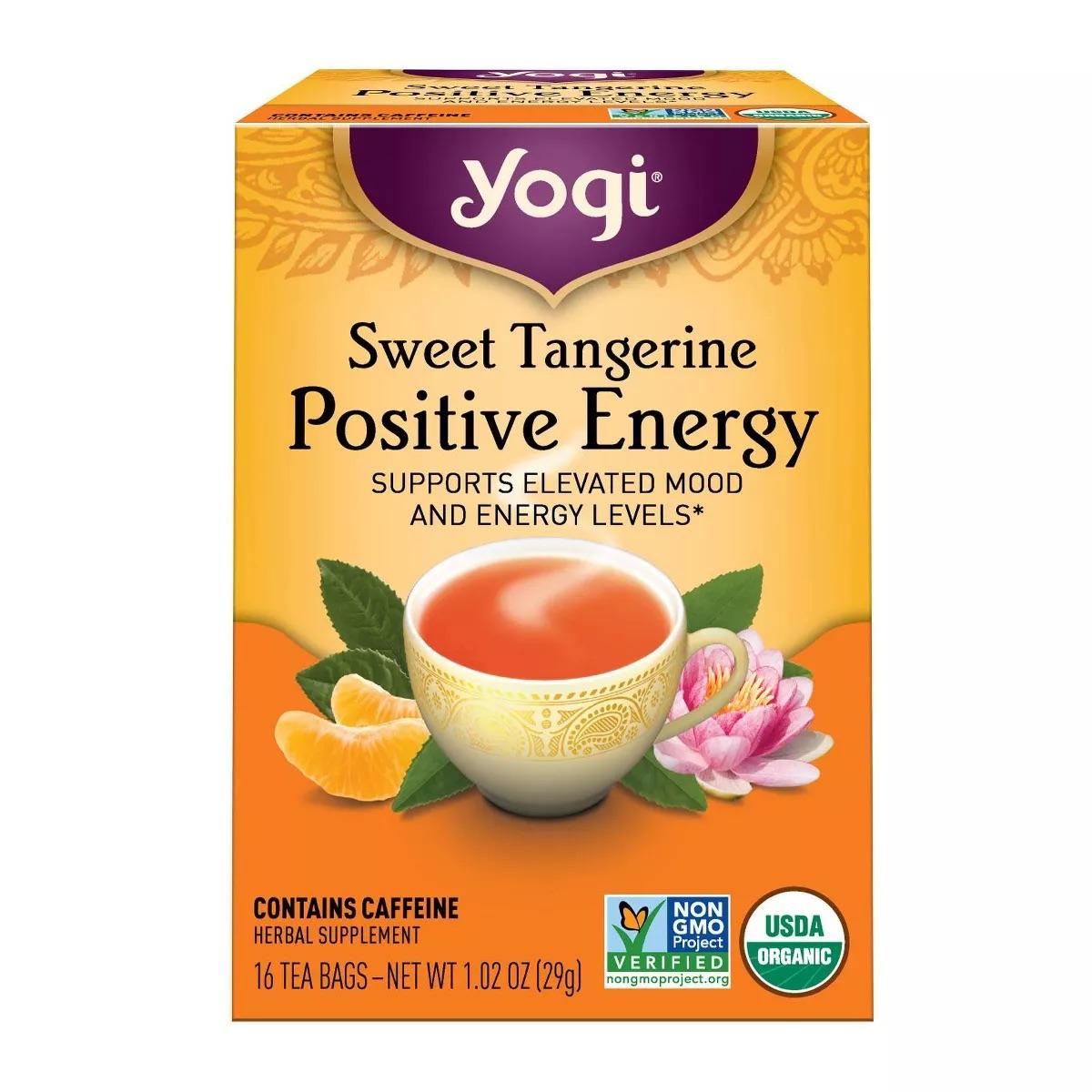 Yogi Sweet Tangerine Positive Energy Tea, Fruit & Herbal Tea Blend, Organic Halal Certified Citrus Tea, 16 Tea Bags, Sweet Tangerine Flavor